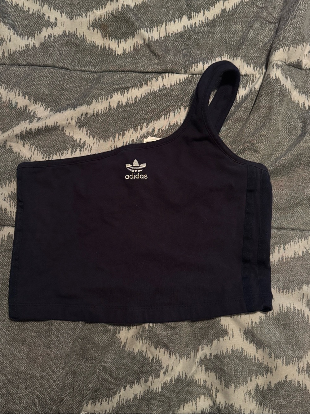 adidas Black One-Shoulder Crop Tank Top